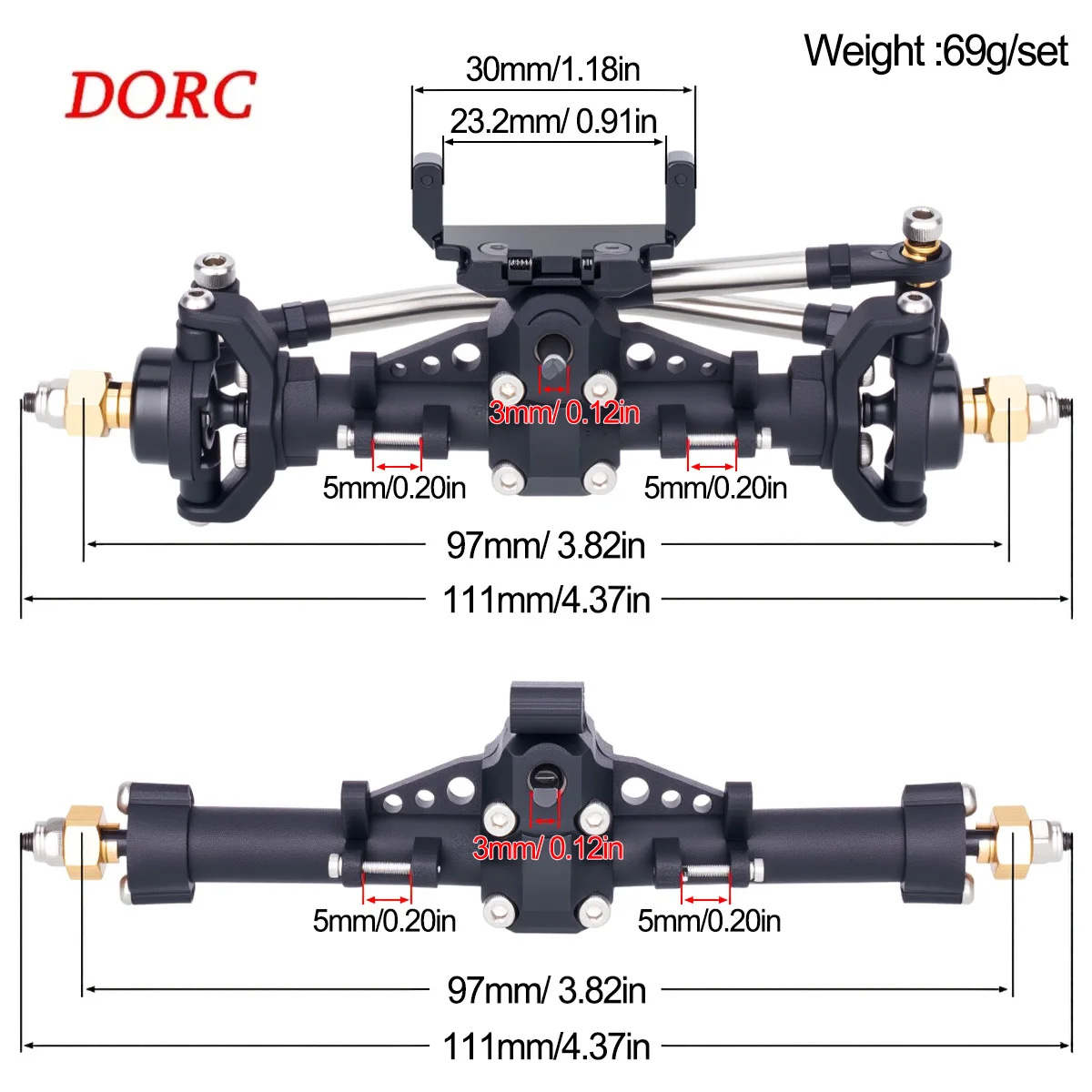 Rc Hobby Products - مجموعة محاور بلاستيكية مع قاعدة تثبيت